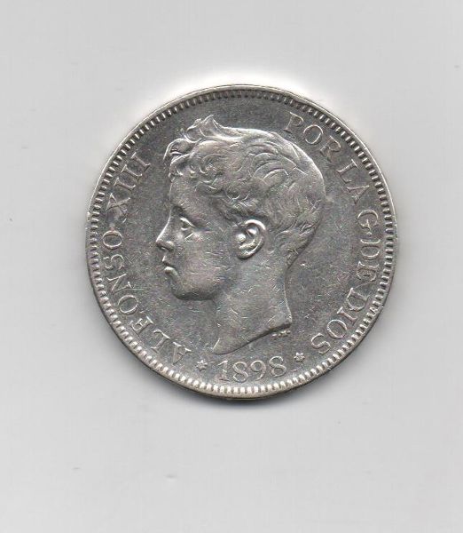 ALFONSO XIII DEL AÑO 1898* 98 DE 5 PESETAS